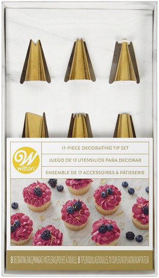 WILTON INDUSTRIES, INC; Wilton Cake Decorating Set W/Piping Tips 17/Pkg-Navy Blue And Gold; Category:Kitchen Tools; Image:1